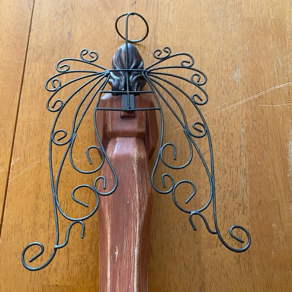 Southern Living at Home Angel Figurine Home Decor Praying Rustic Metal Wings